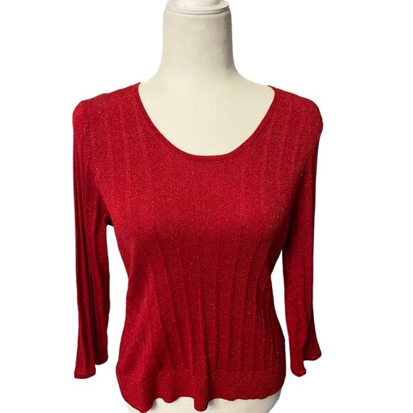 Laura Ashley Petite Red Sparkly Silk Sweater Size PS - Picture 1 of 3